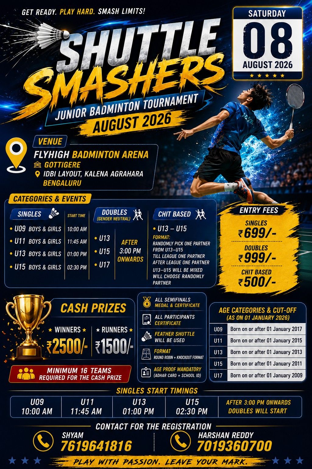 ShuttleSmashers - Junior Badminton Tournament - AUGUST 2026