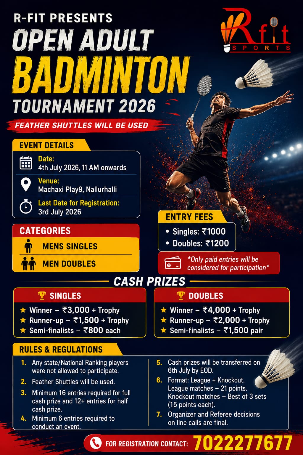 R-FIT Open Adult Badminton Tournament