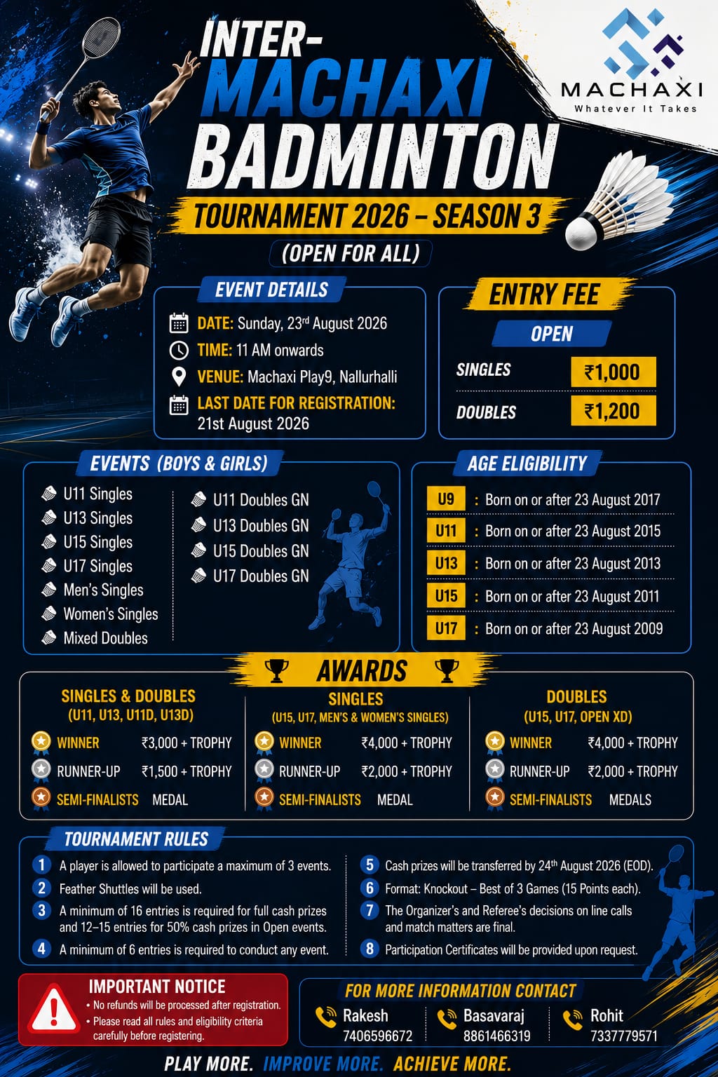 Inter-Machaxi Badminton Tournament 2026 - Season 3