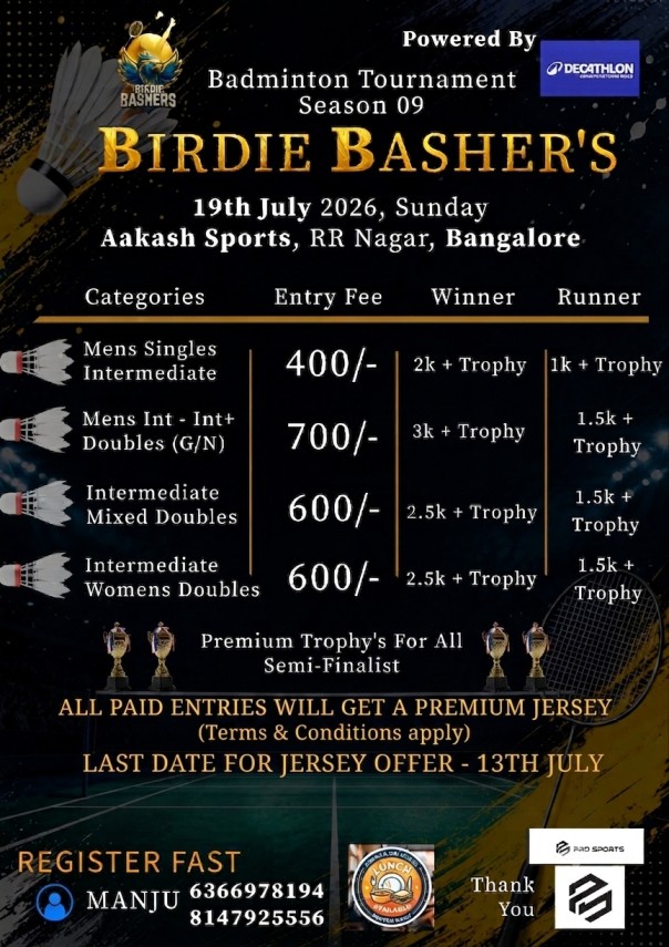 👑🏸 Birdie Bashers Badminton Tournament S09