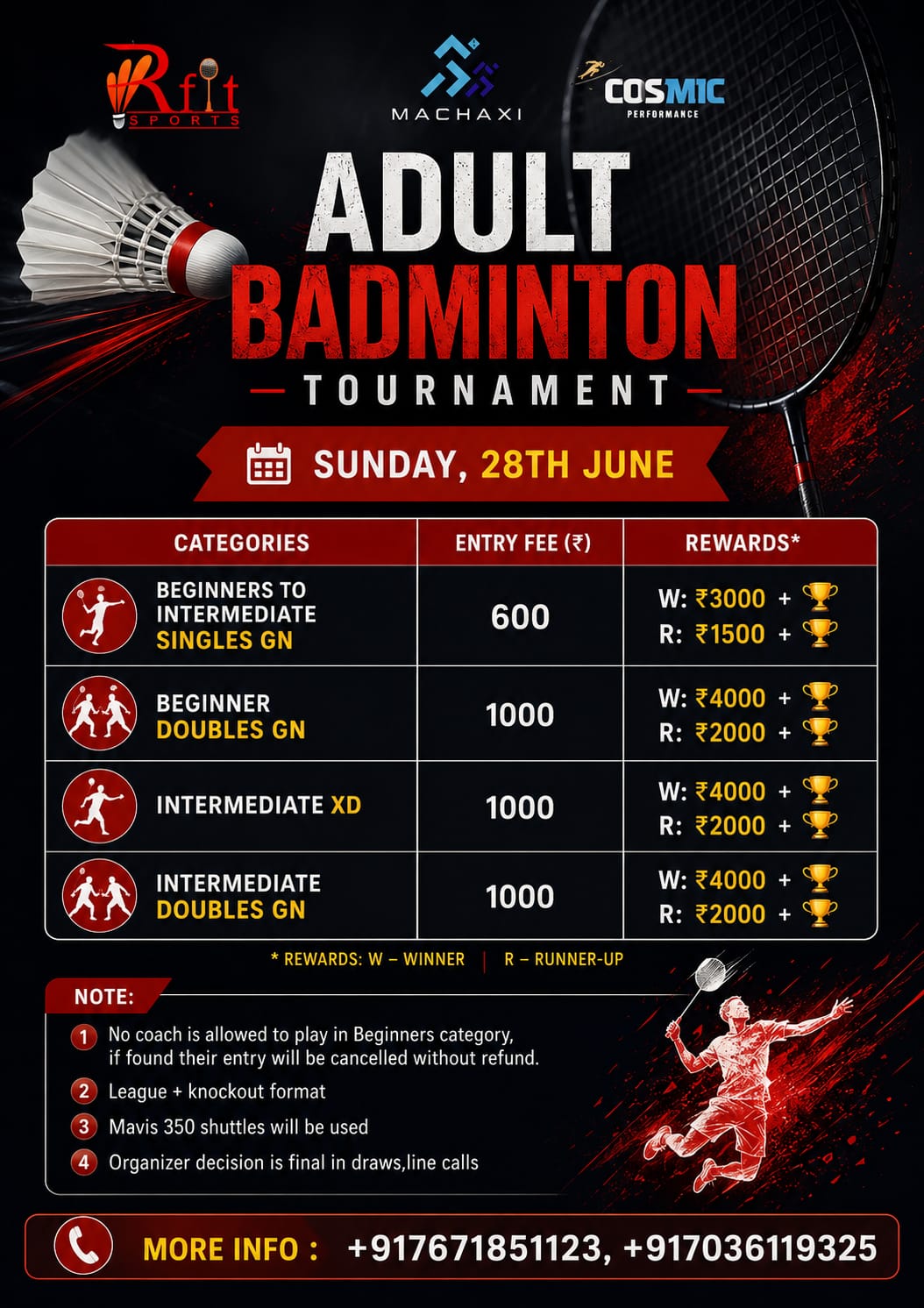 R-FIT Adult Badminton Tournament