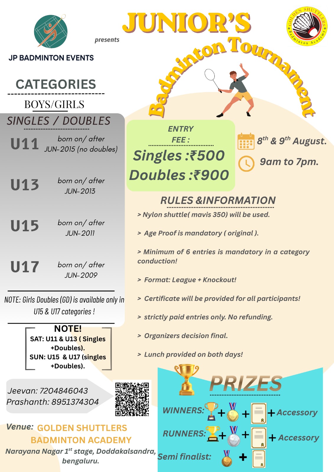 JP JUNIOR'S BADMINTON TOURNAMENT