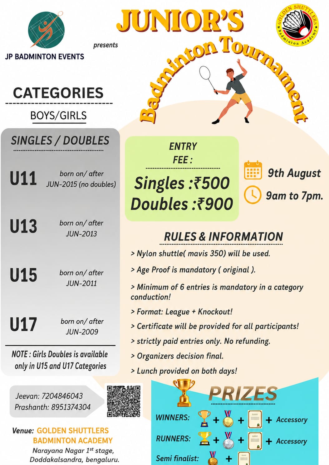 JP JUNIOR'S BADMINTON TOURNAMENT