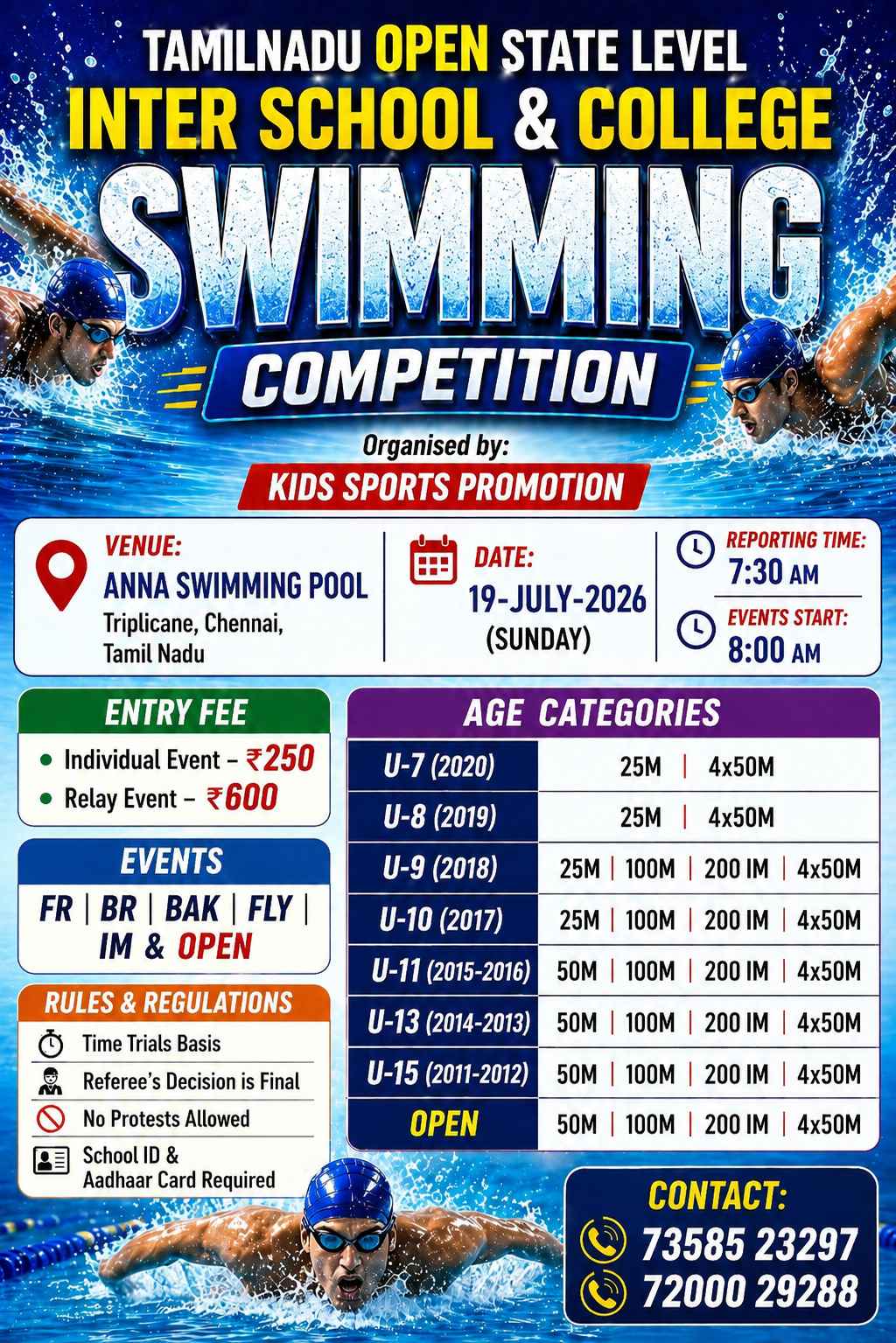 OPEN STATE INTER SCHOOL SWIMMING COMPETITION