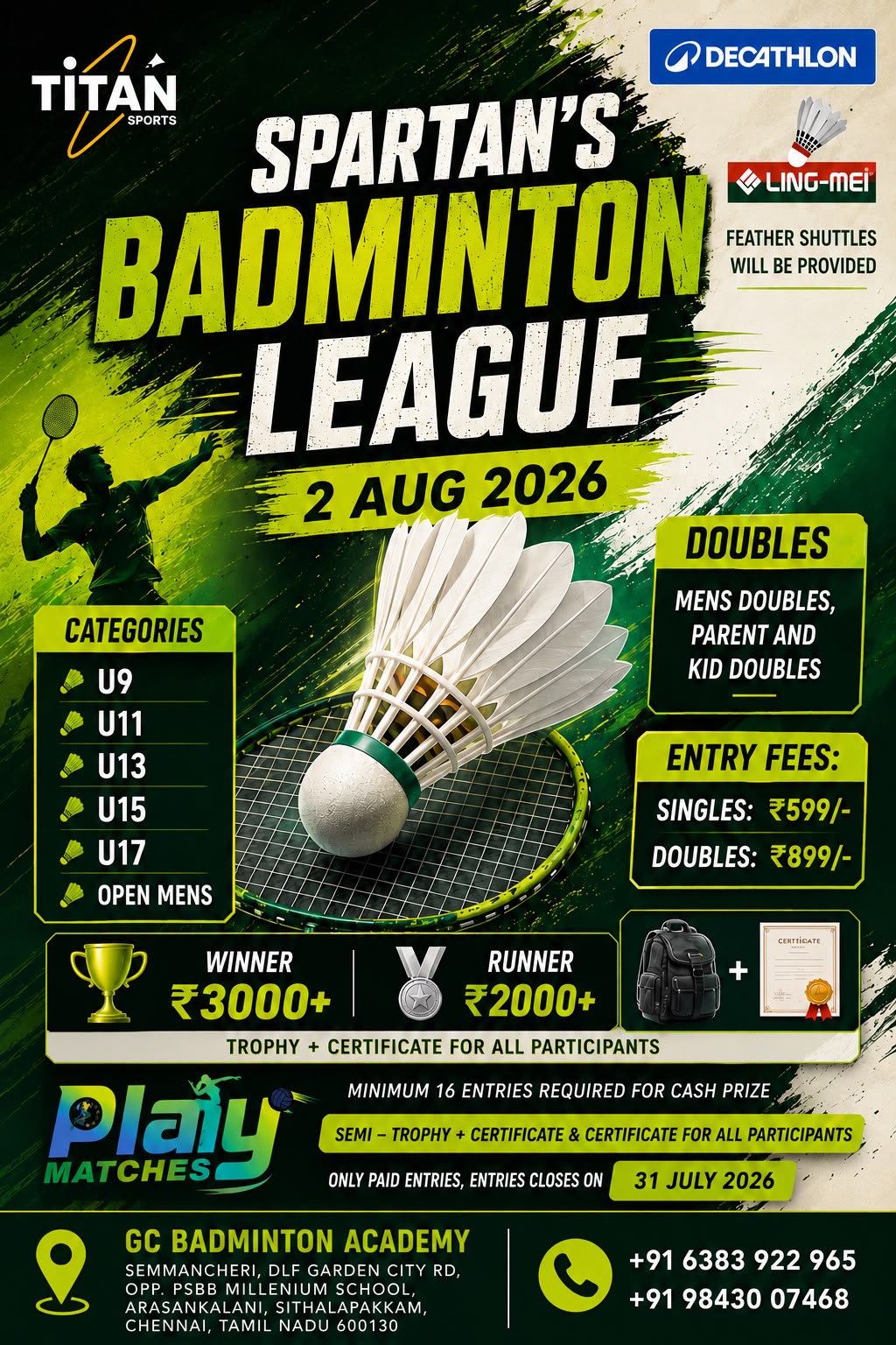Spartan Badminton League - GC Badminton Academy