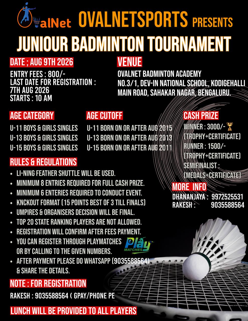 Ovalnet Junior Badminton Tournament