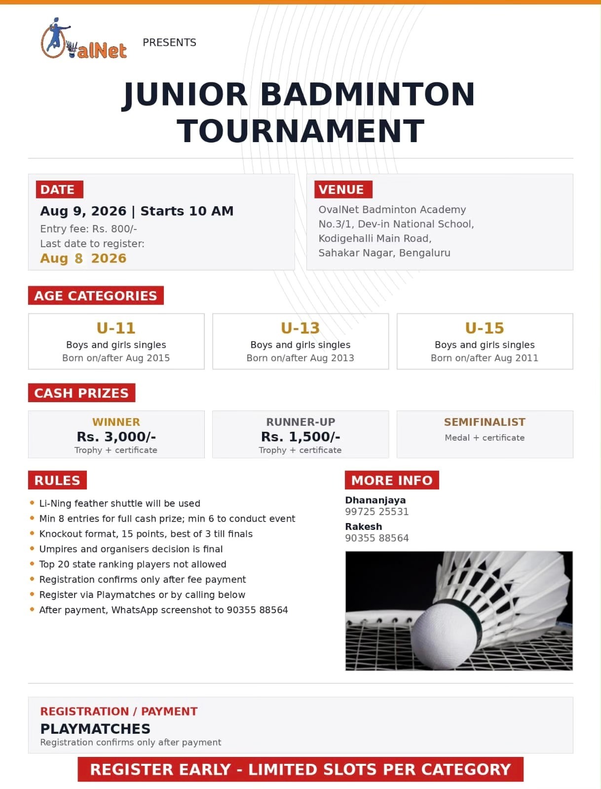 Ovalnet Junior Badminton Tournament