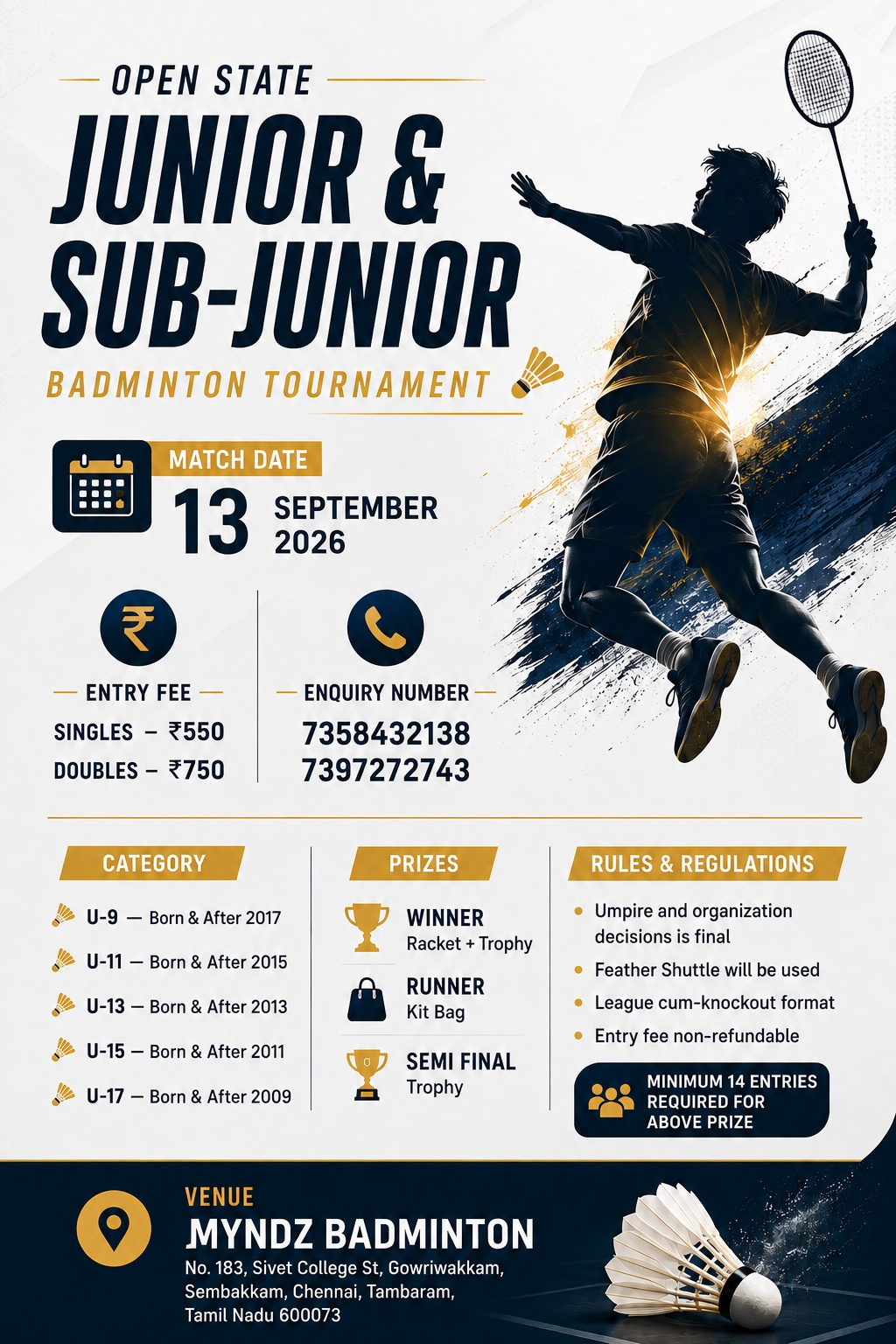 Open State Junior & Sub-Junior Badminton Tournament
