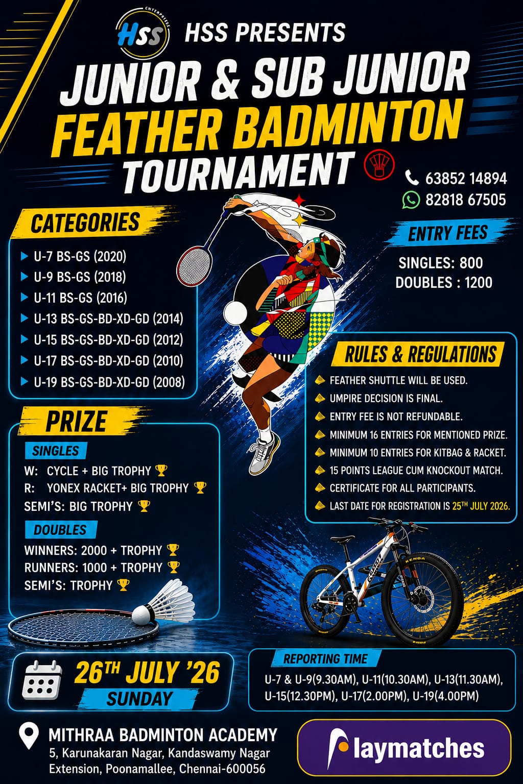 HSS PRESENTS Junior & Sub Junior Feather Badminton Tournament