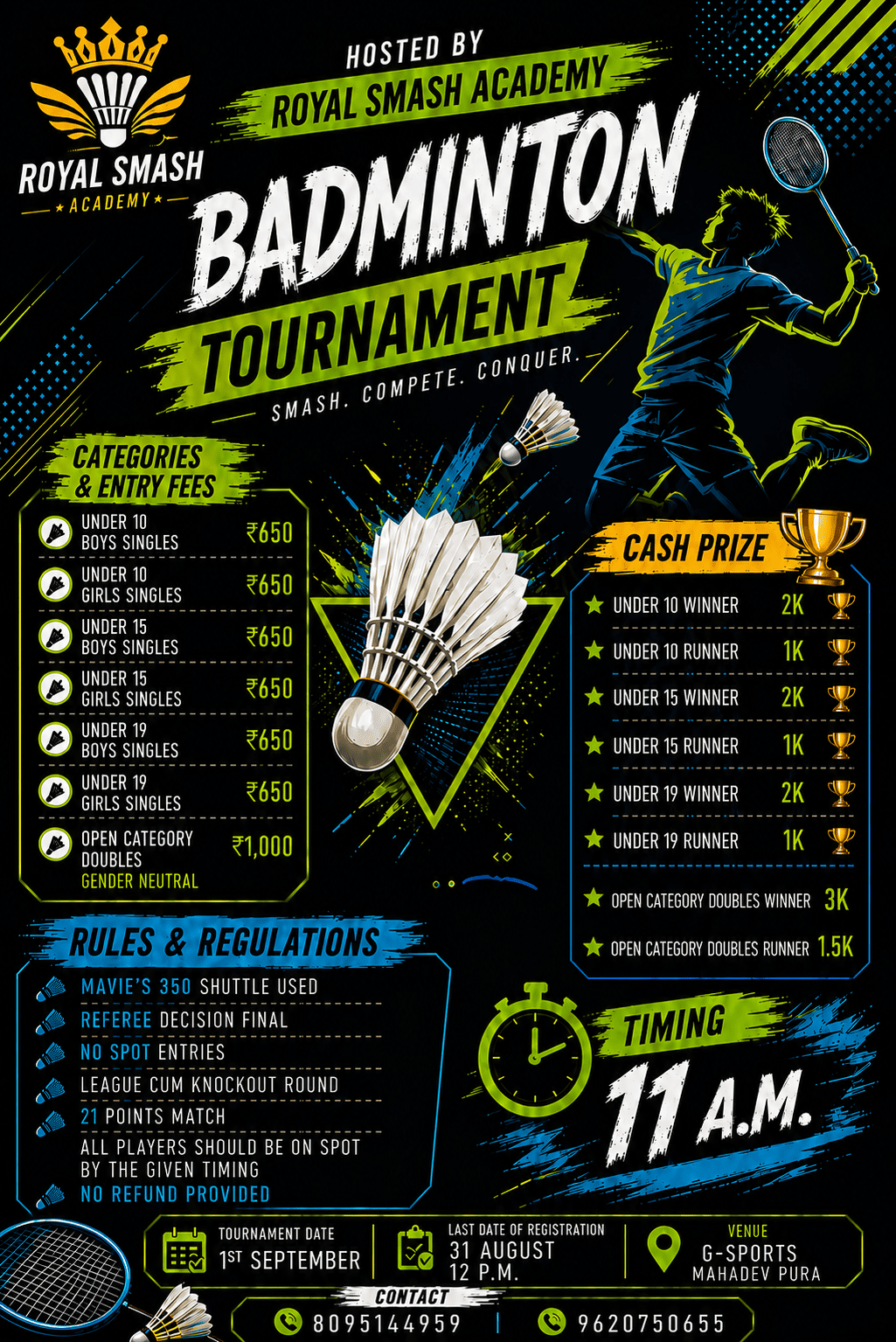 Royal Smash Academy Badminton Tournament