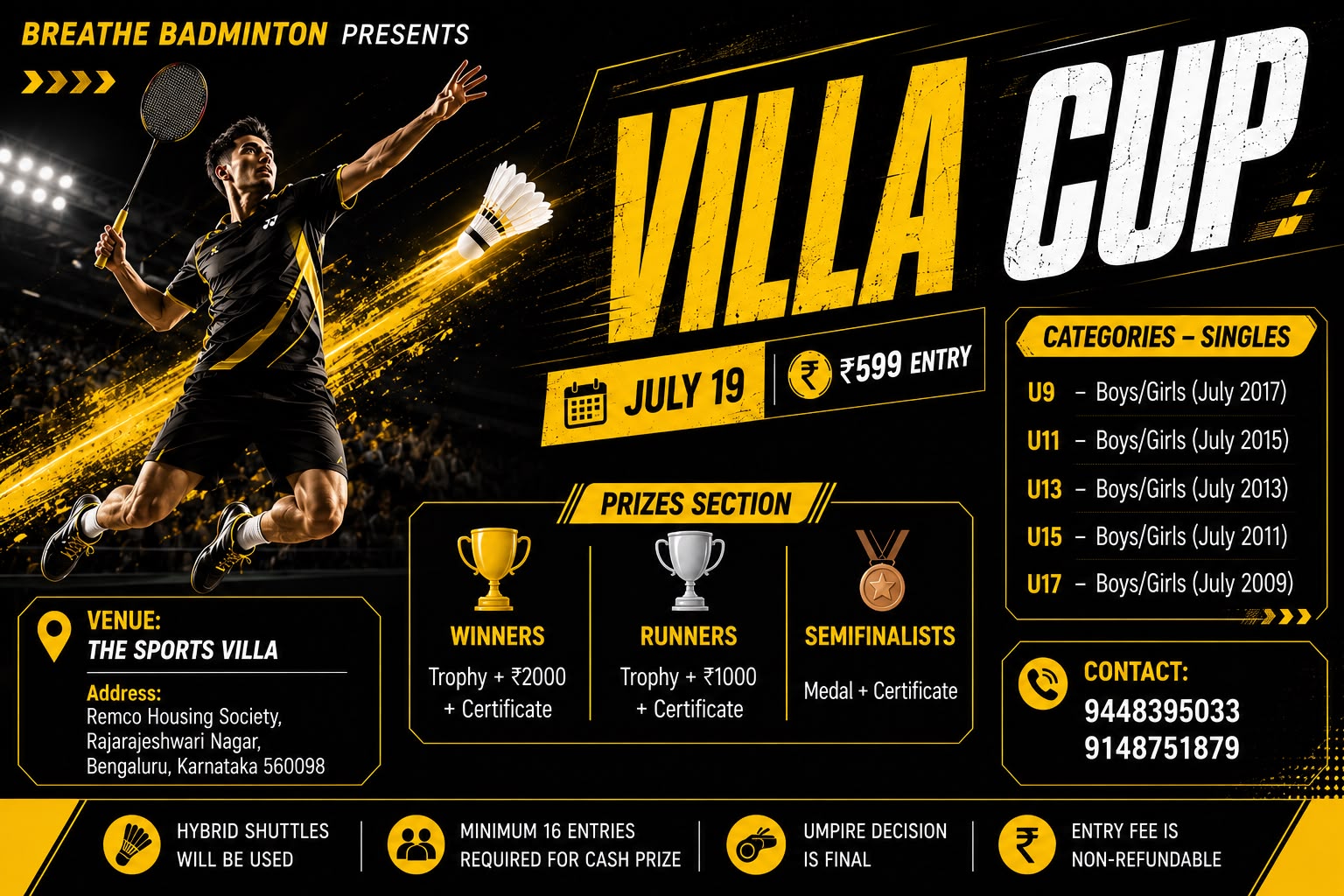 Breathe Badminton Presents "VILLA CHAMPIONSHIP "