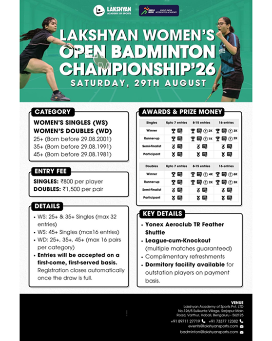 Lakshyan Women's Open Badminton Championship'26