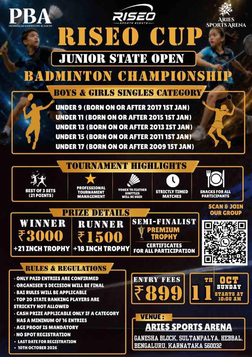 RISEO CUP JUNIOR STATE OPEN CHAMPIONSHIP