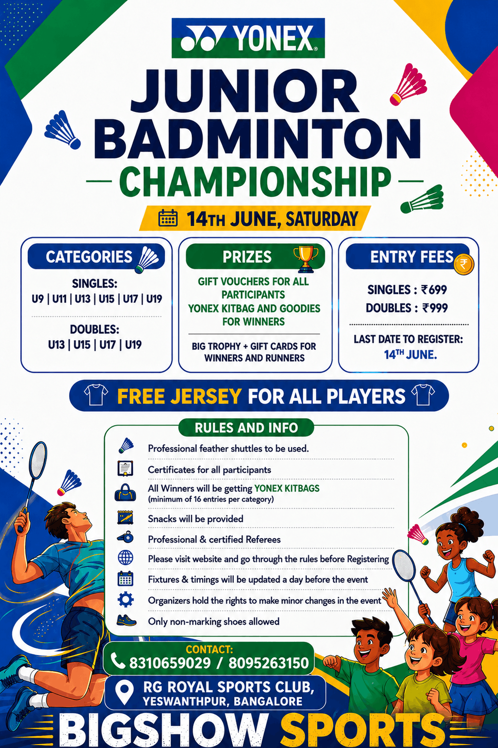 YONEX JUNIOR BADMINTON CHAMPIONSHIP | FREE JERSEY FOR ALL
