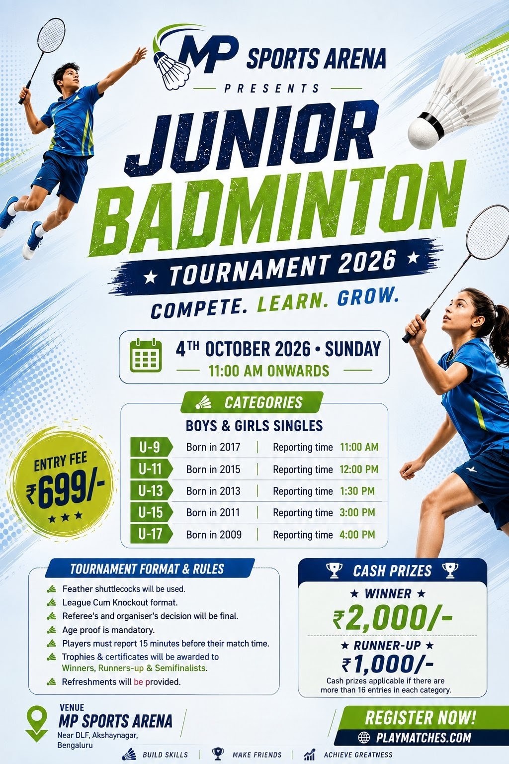 MP Sports Arena Presents Junior Badminton Tournament 2026