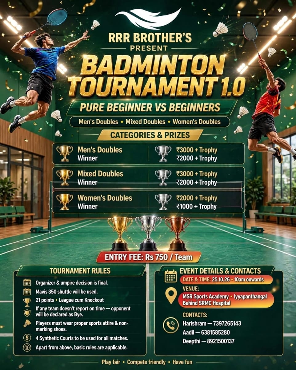 RRR BROTHERS BADMINTON TOURNAMENT 1.0