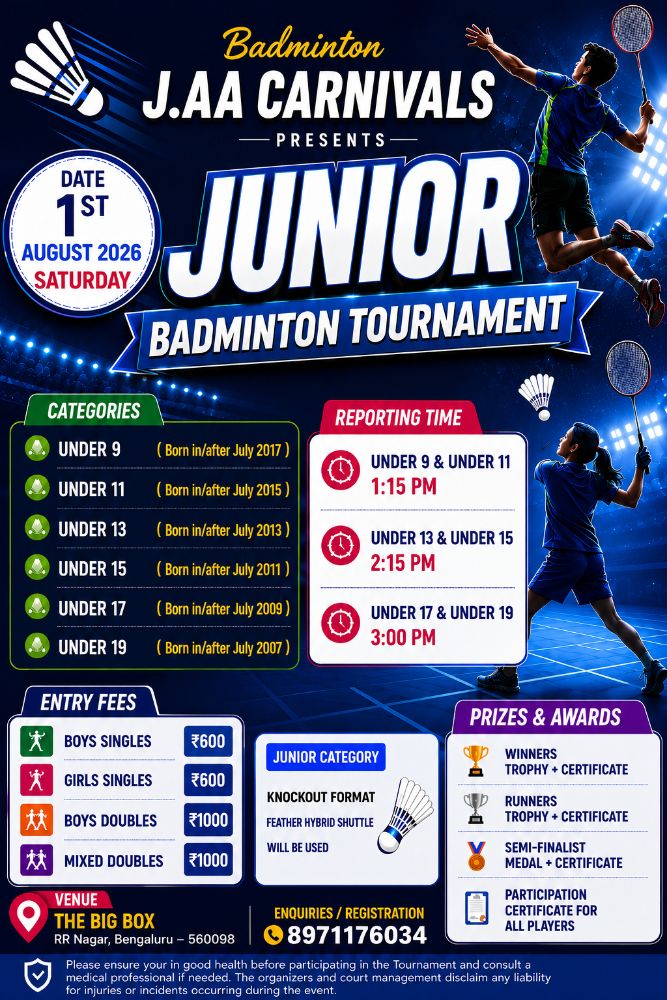 Badminton J.AA Carnivals presents Junior Tournament