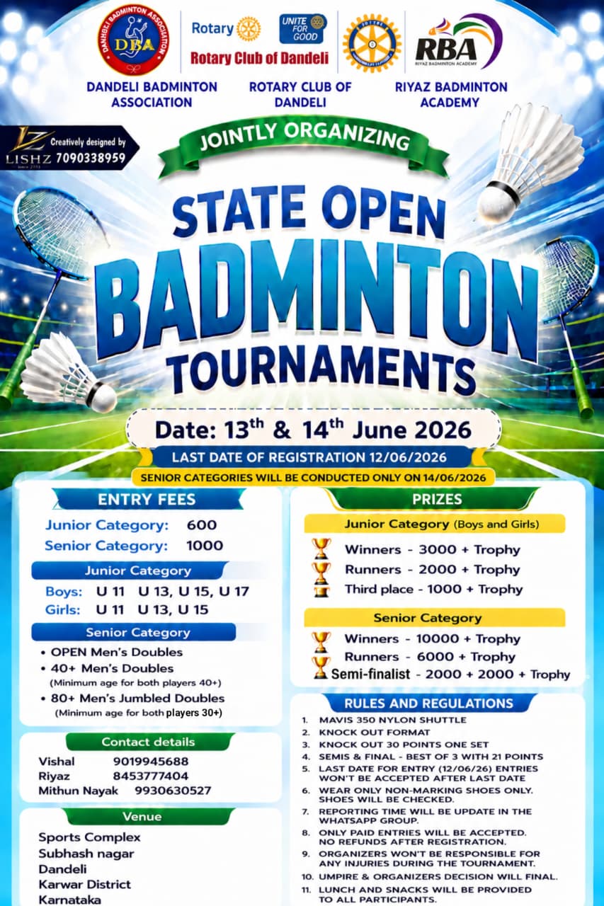 DBA, Rotary club Dandeli,RBA State open