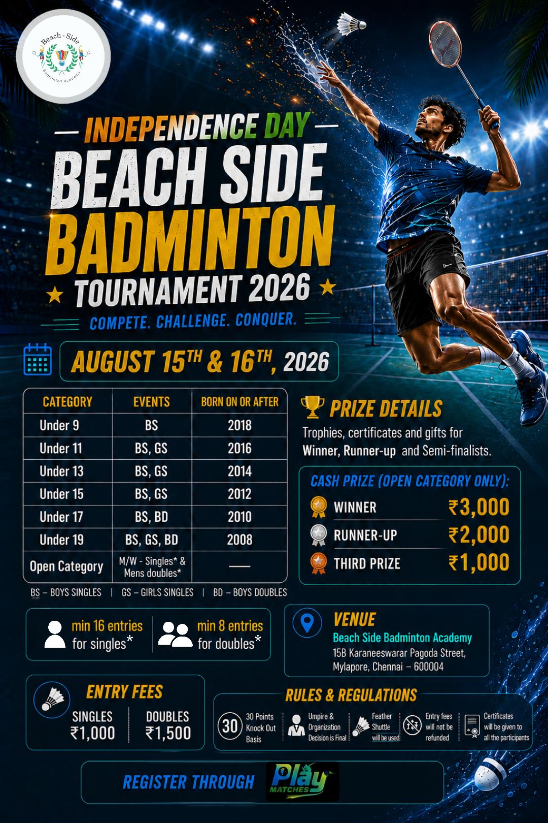Independence Day Beach Side Badminton Tournament 2026