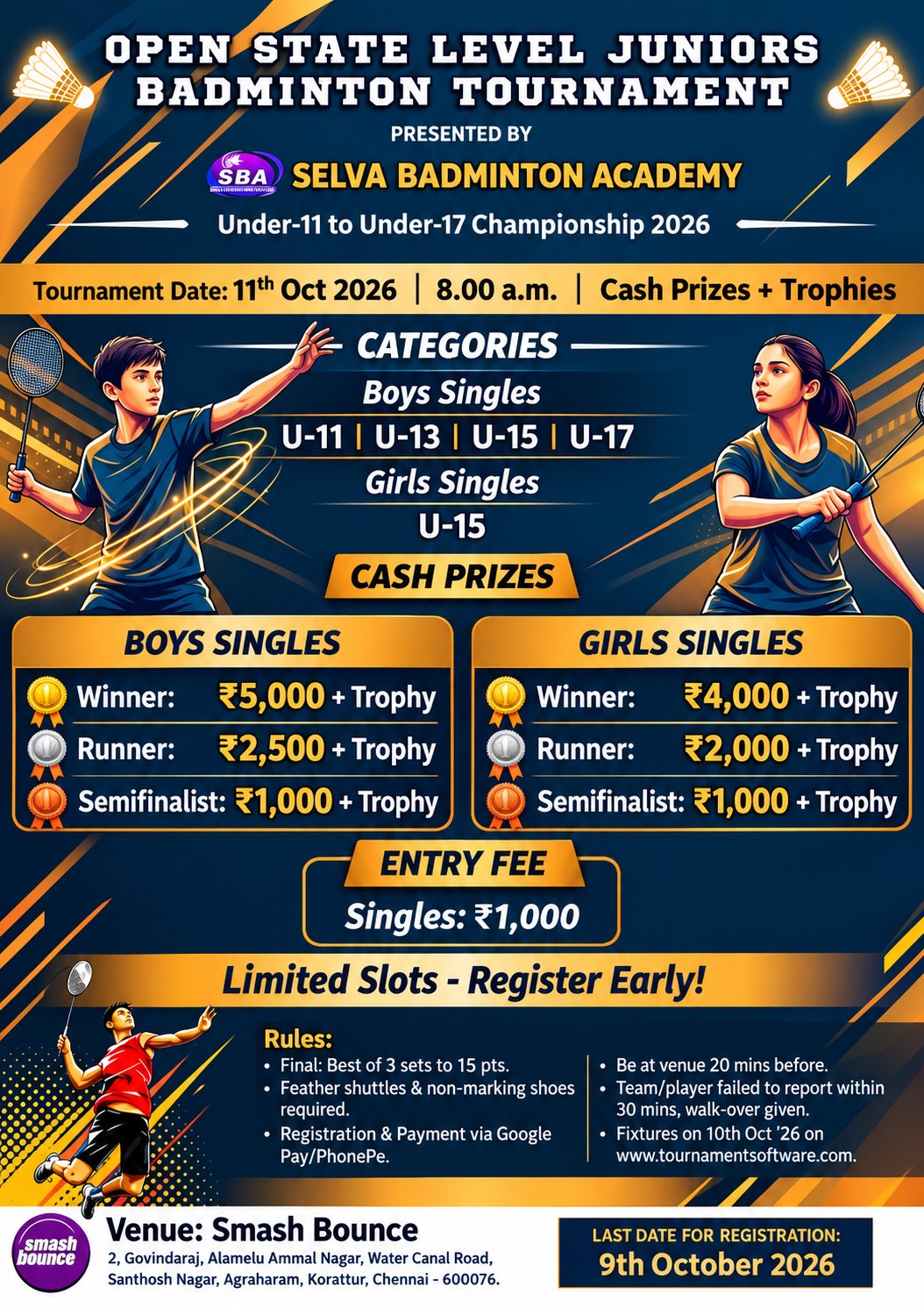 Open State Level Juniors Badminton Tournament