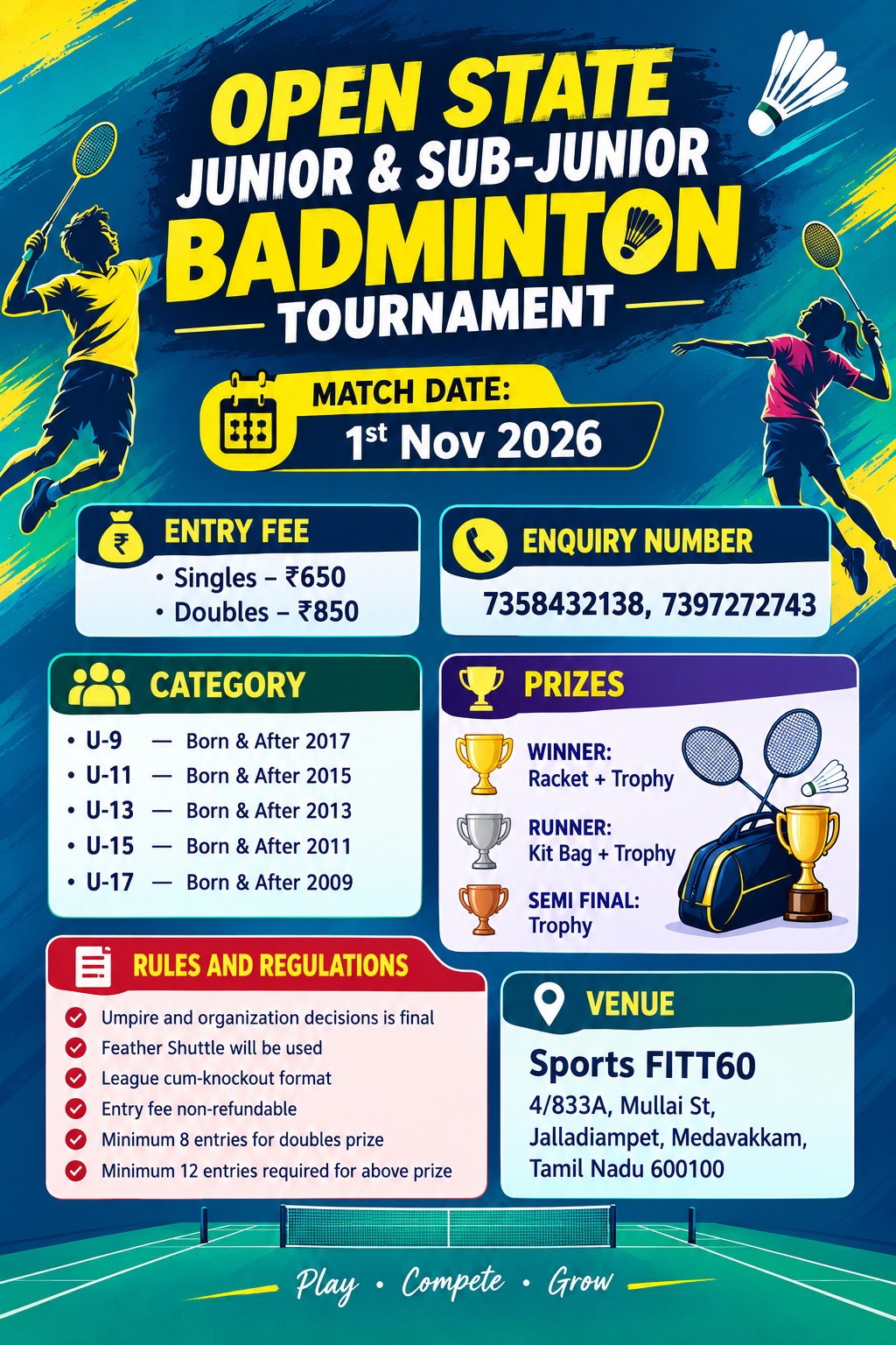 Open State Junior & Sub-Junior Badminton Tournament
