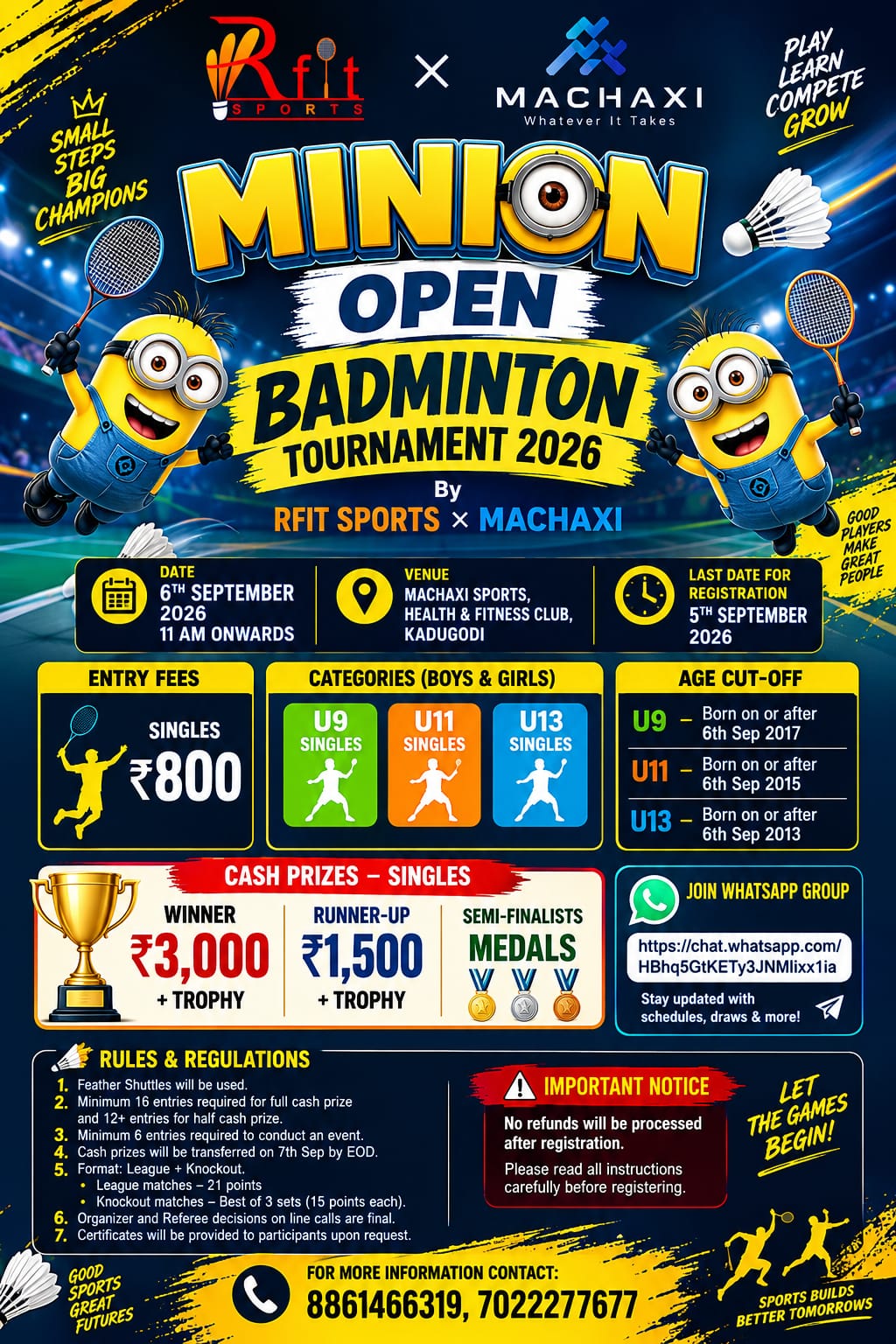 Minion Open Badminton Tournament by RFIT Sports