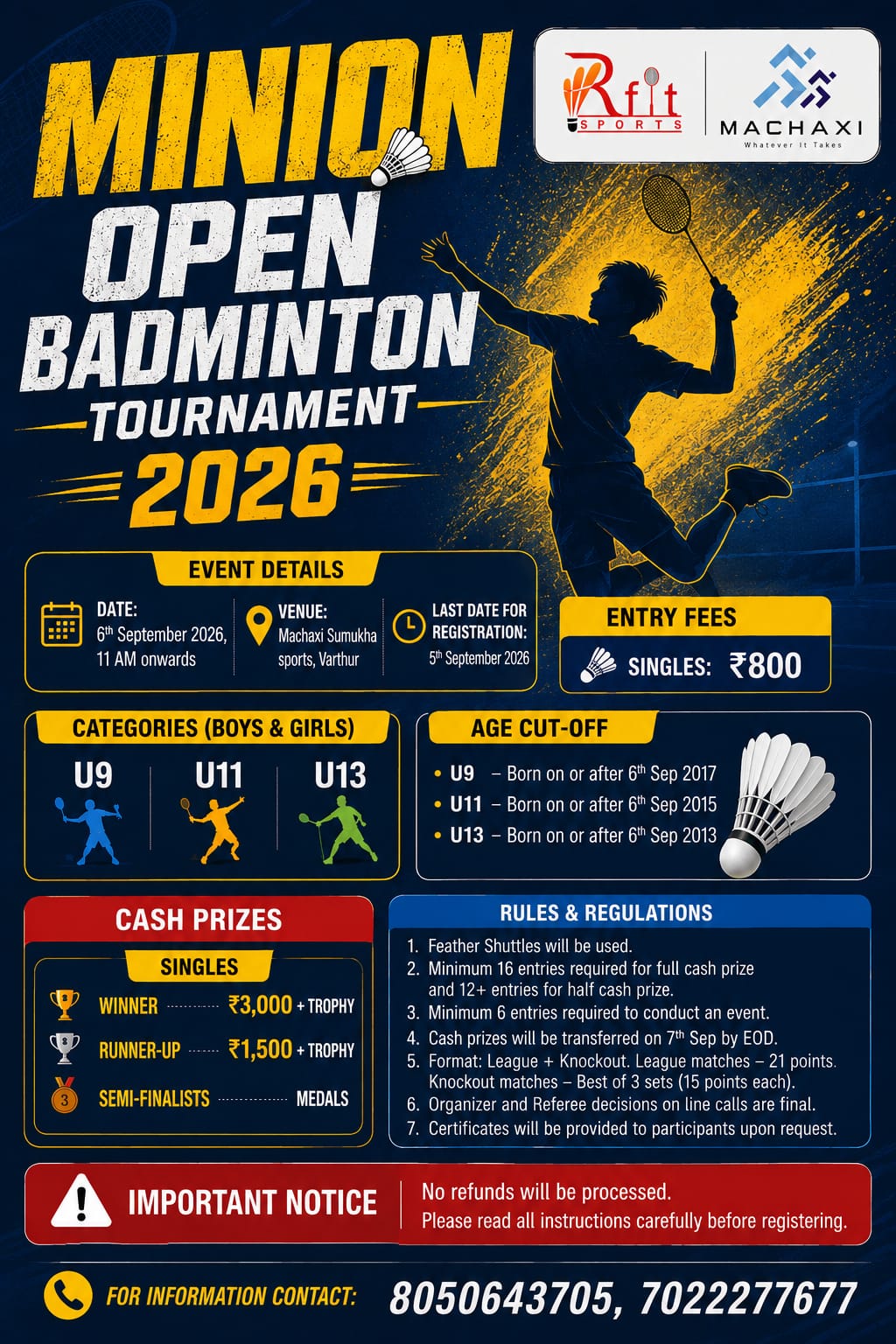 Minion Open Badminton Tournament by RFIT Sports