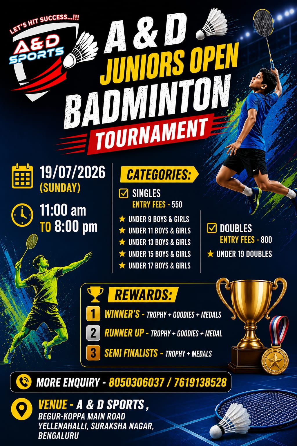 A & D SPORTS JUNIOR'S OPEN BADMINTON TOURNAMENT