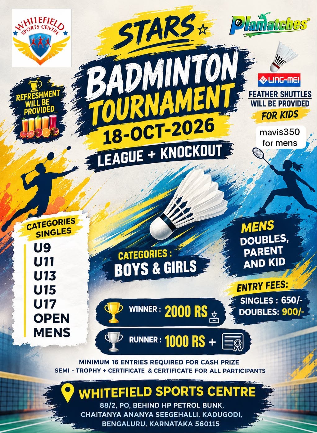 Stars Badminton Tournament - White field sports centre