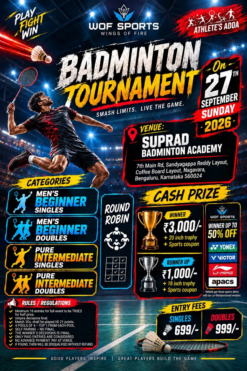 WOF 🔥🏆CASH PRICE ADULTS TOURNAMENT