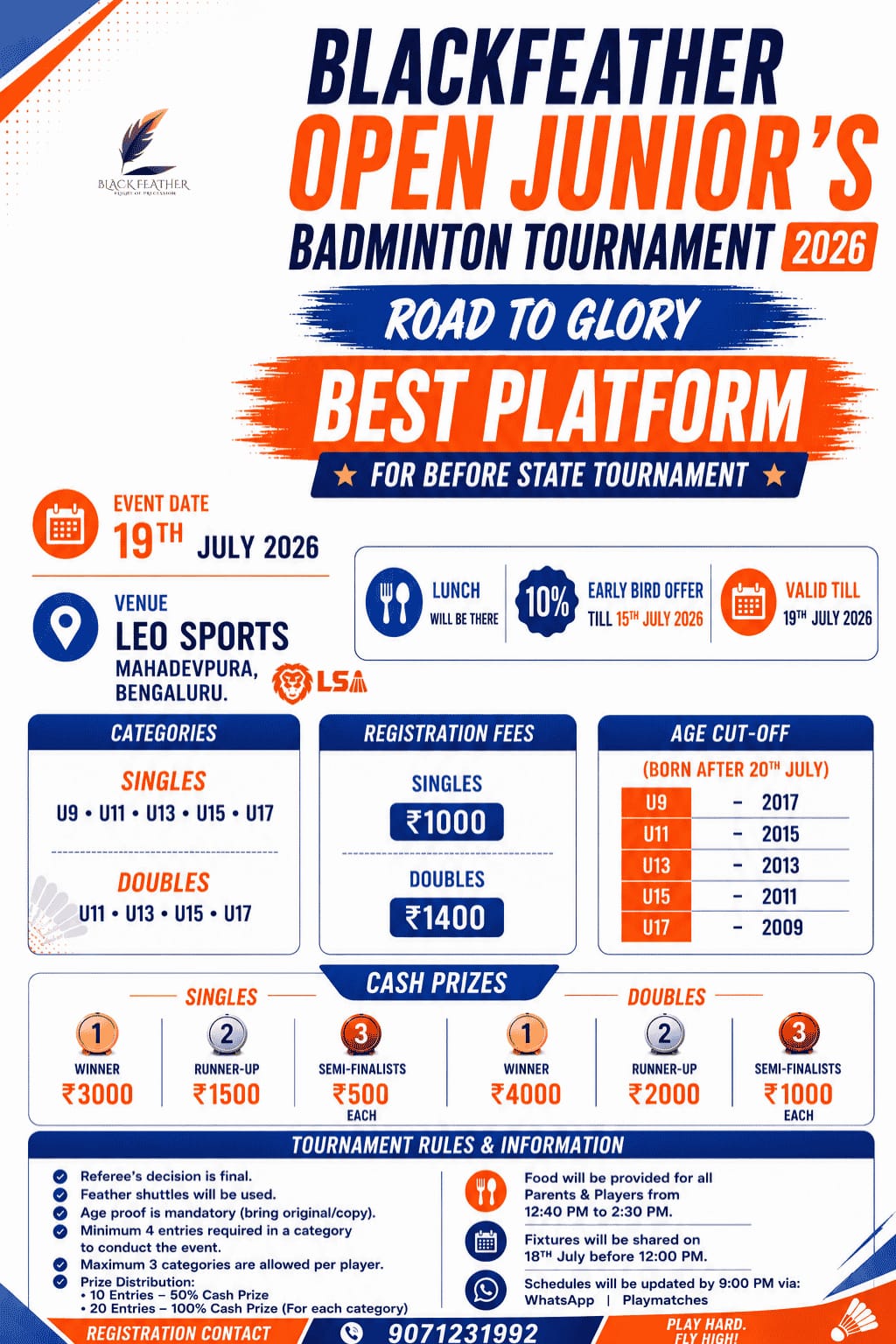 BlackFeather Road to Glory Open Juniorβs Badminton Championship