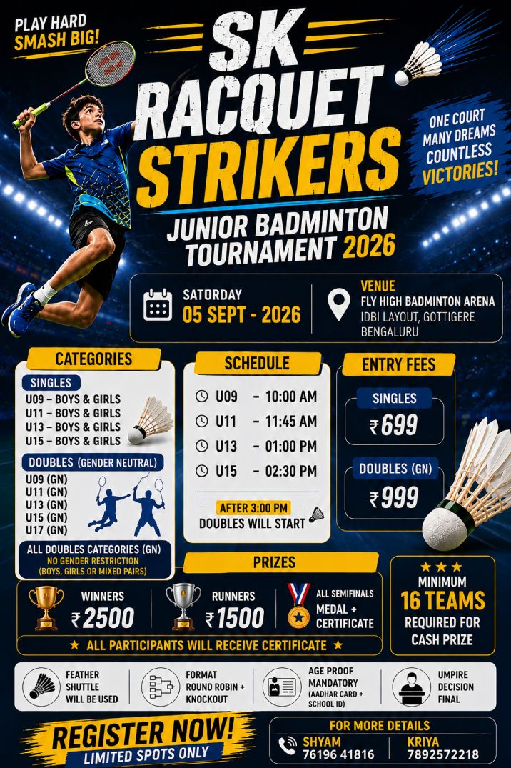 SK Racquet Strikers Junior Badminton Tournament 2026