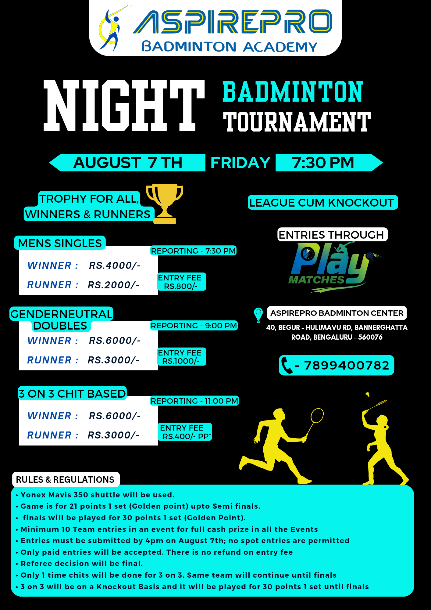 AspirePro Night Badminton Tournament August 2026