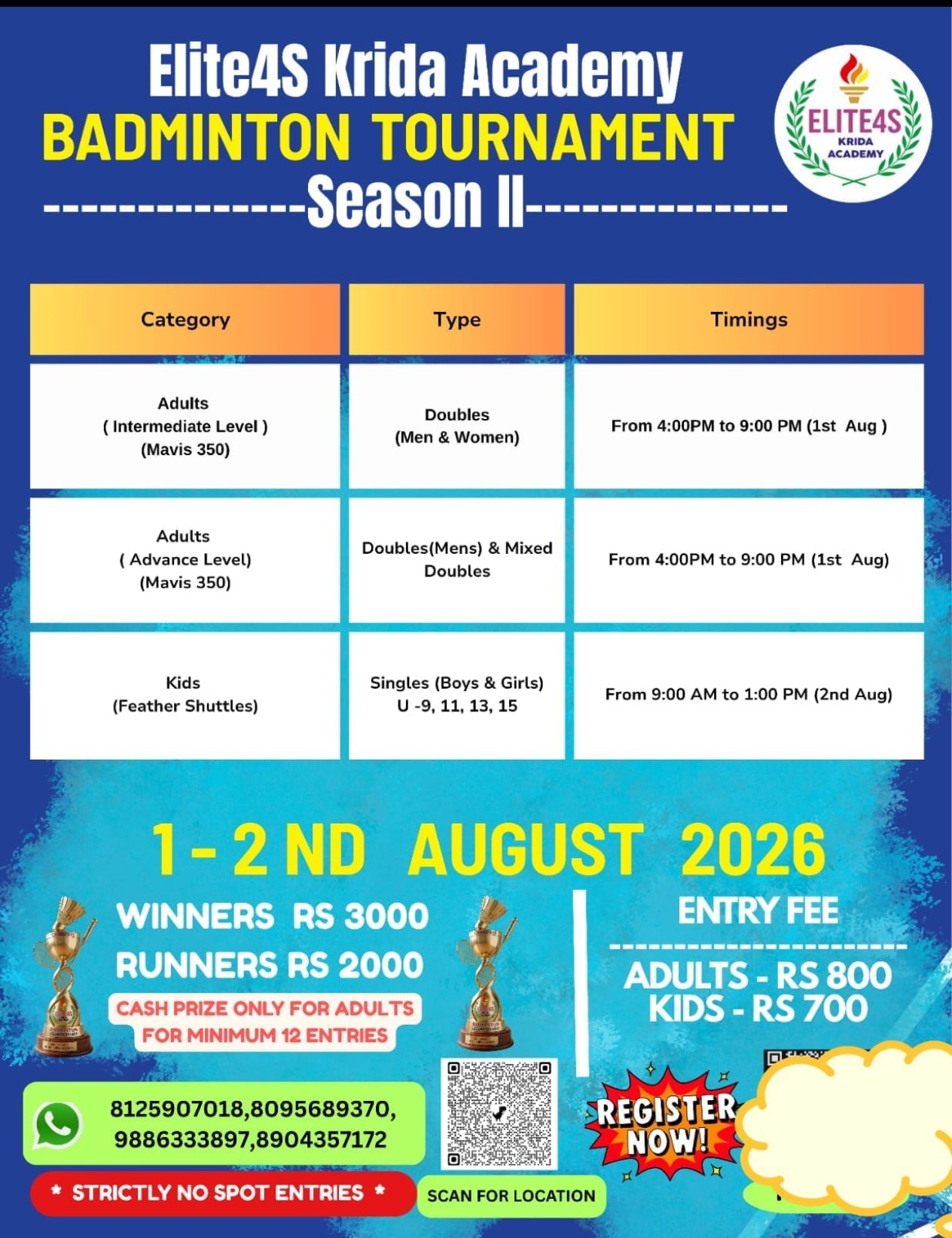 Elite4S Krida Academy Tournament