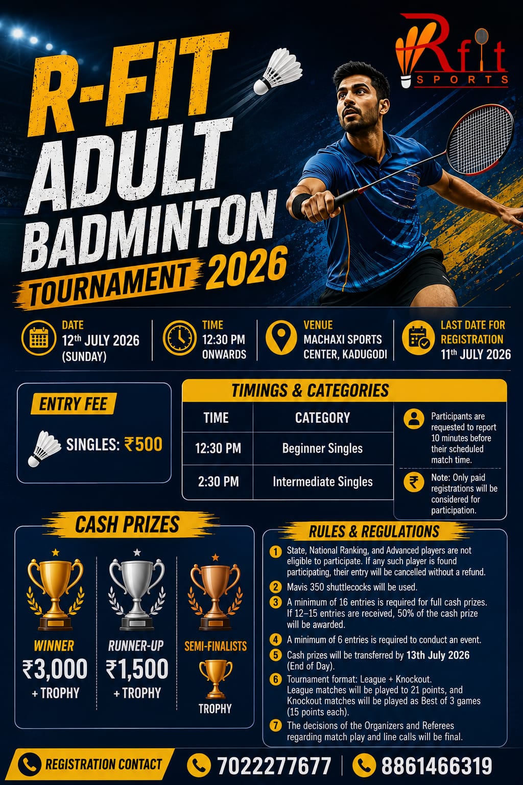 R-FIT Adult Badminton Tournament 2026