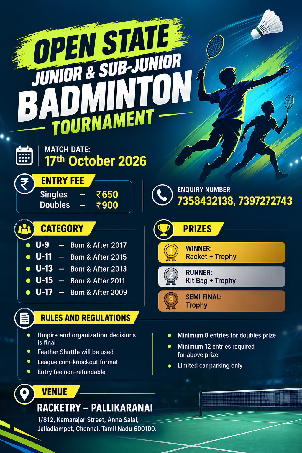 STATE LEVEL JUNIOR AND SUB-JUNIOR BADMINTON TOURNAMENT