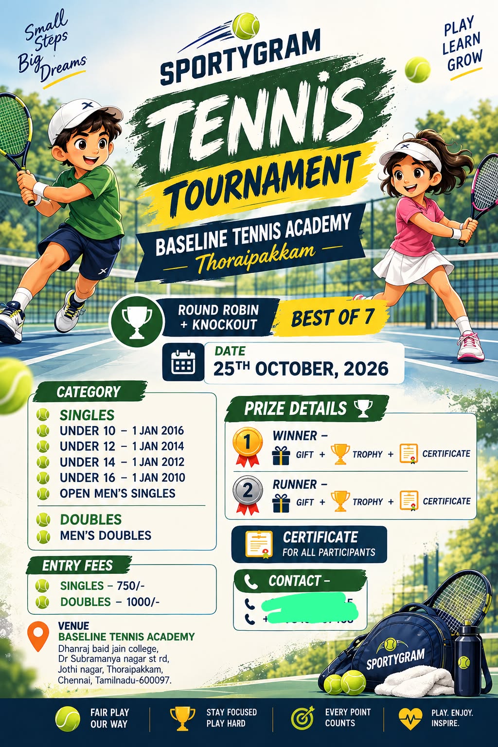 Sportygram Tennis Tournament - Baseline Tennis Academy