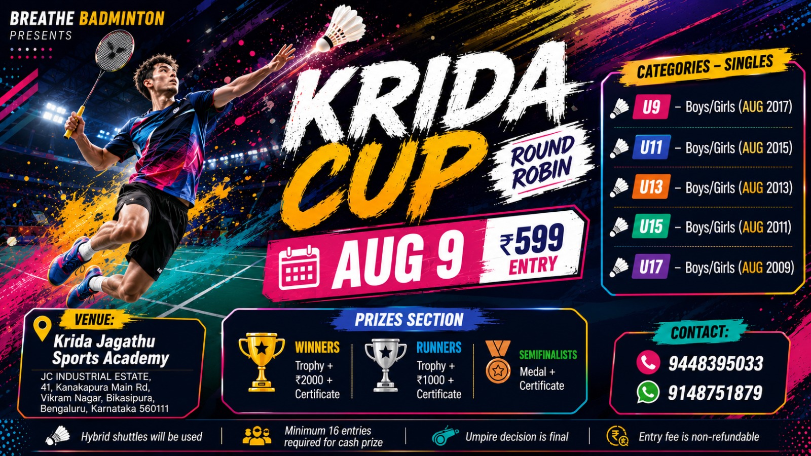 Breathe Badminton presents "KRIDA CUP"- ROUNDROBIN