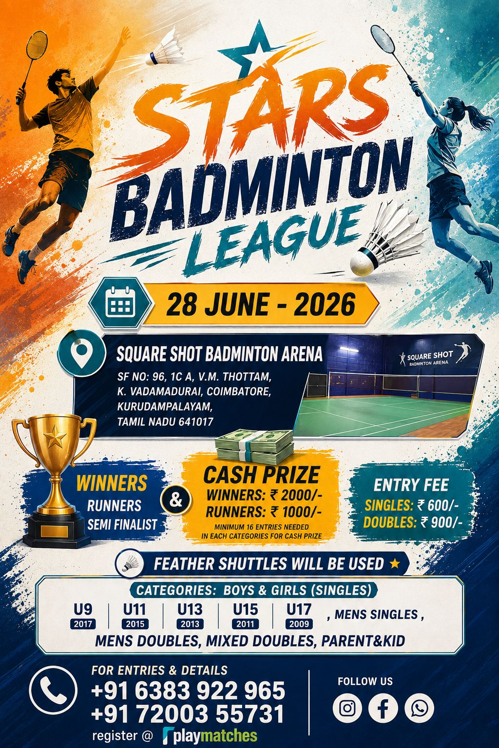 Stars Badminton Tournament - Square shot badminton academy