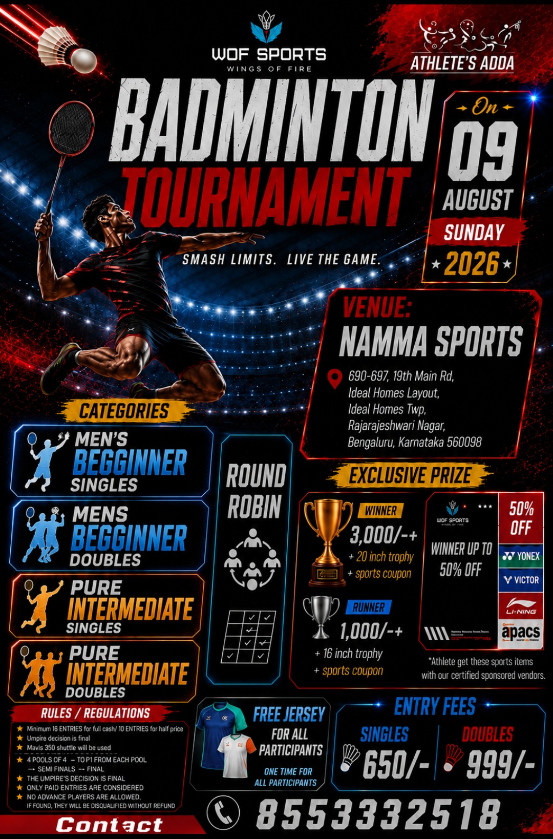 WOF " CASH PRICE ADULTS TOURNAMENT"