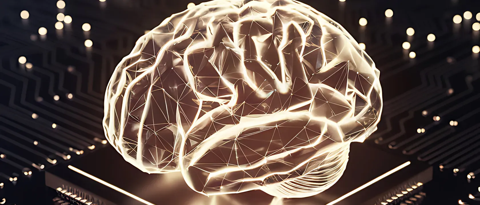 Illuminated brain structure, futuristic