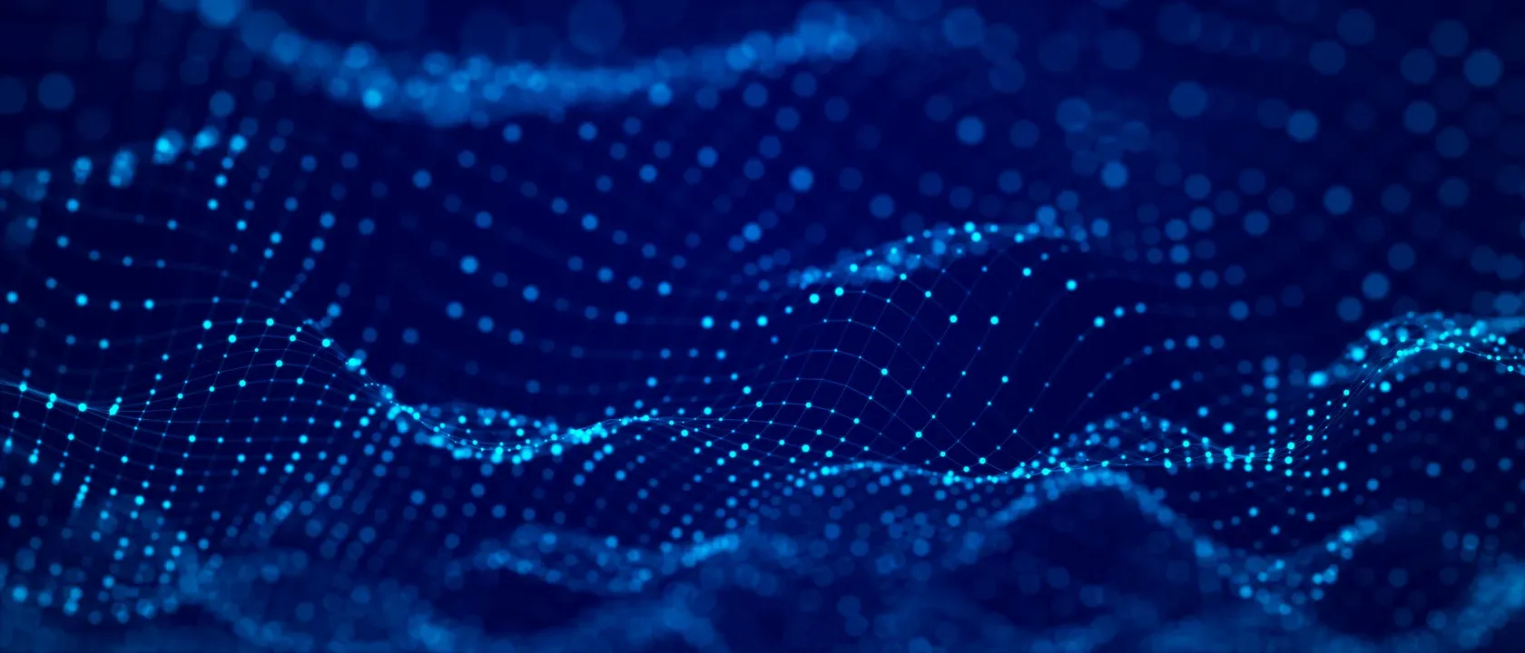 Connected blue dots, data particles