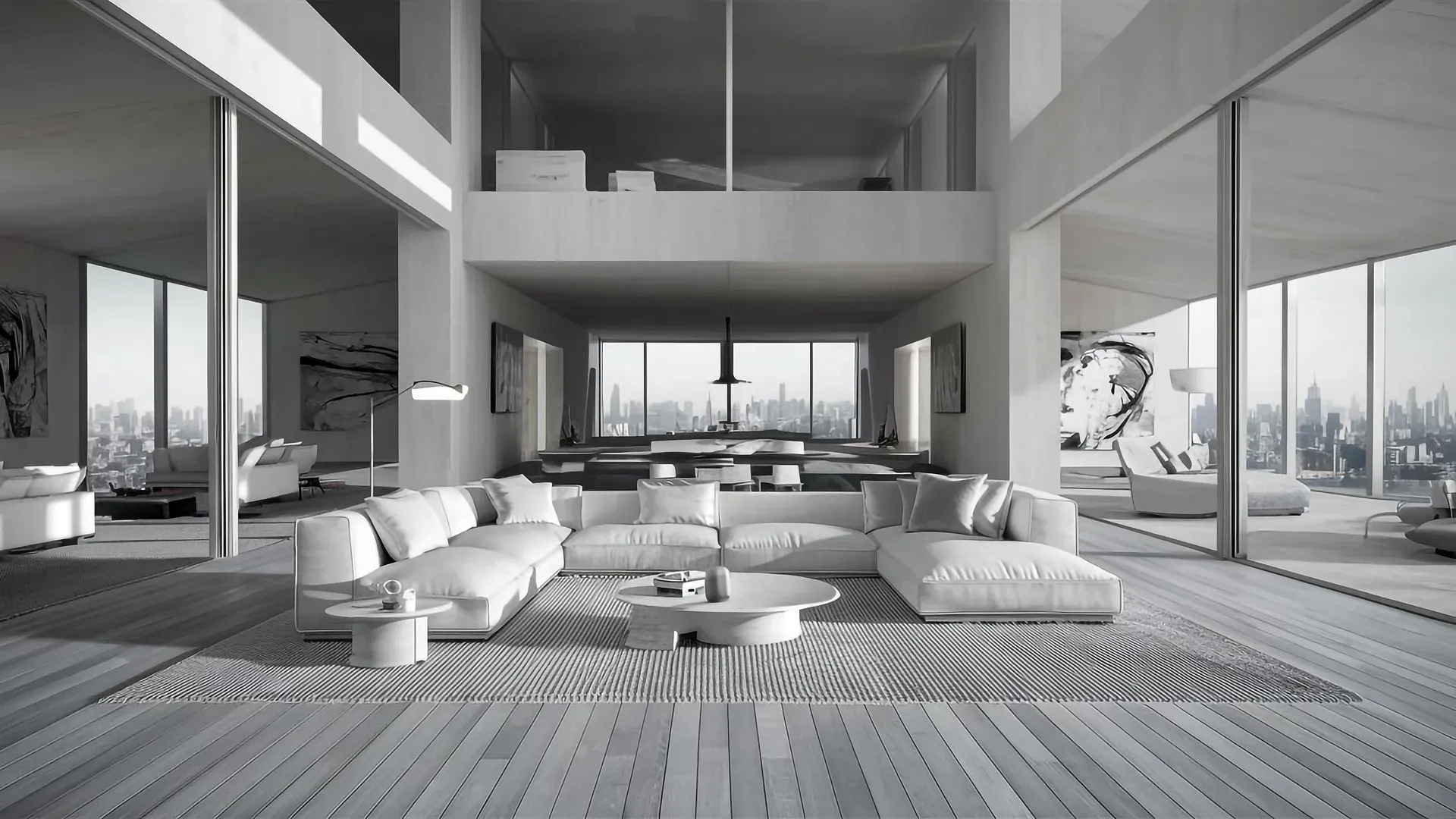Interior architectural 3D render