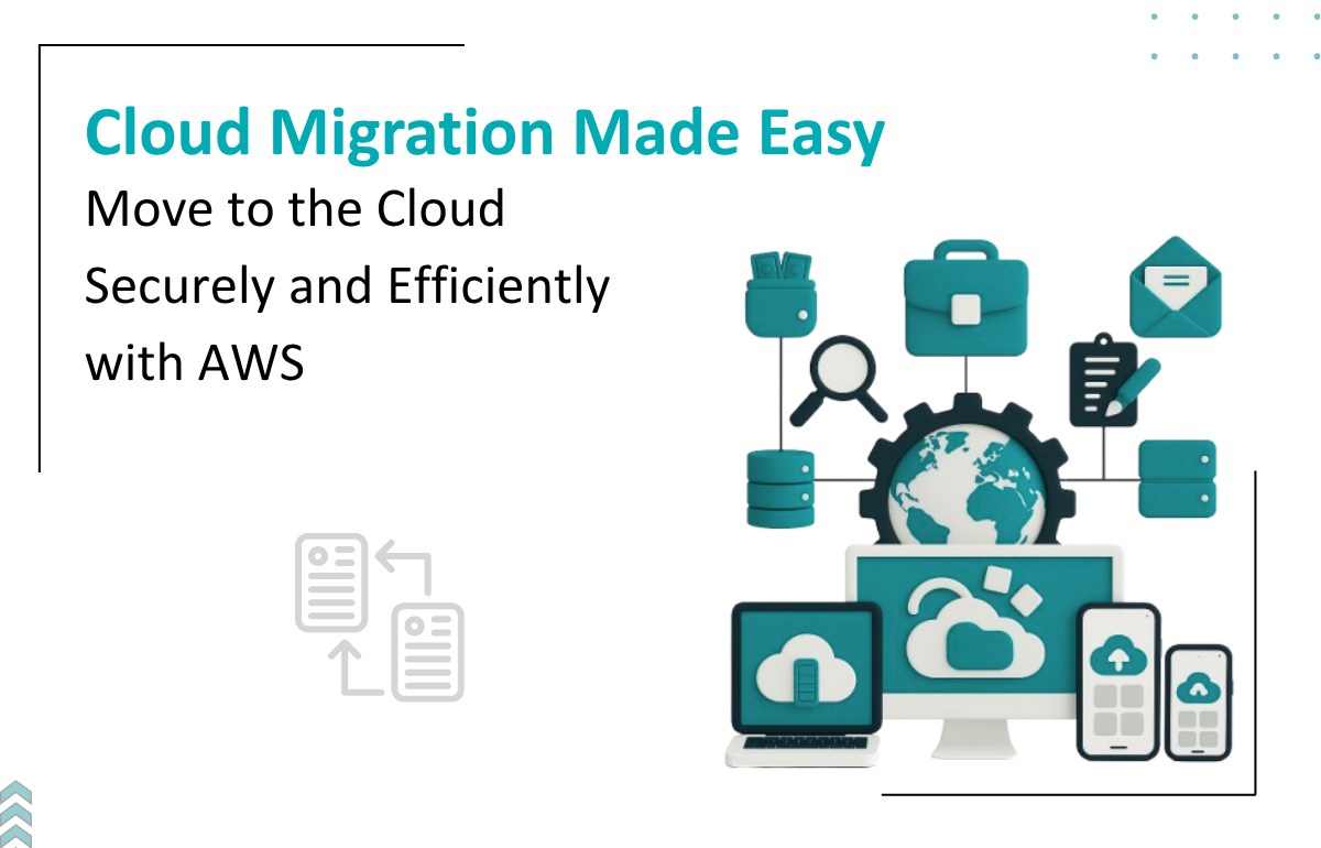 Representing the transformative potential of cloud migration with key concepts like strategies, benefits, types, and best practices.