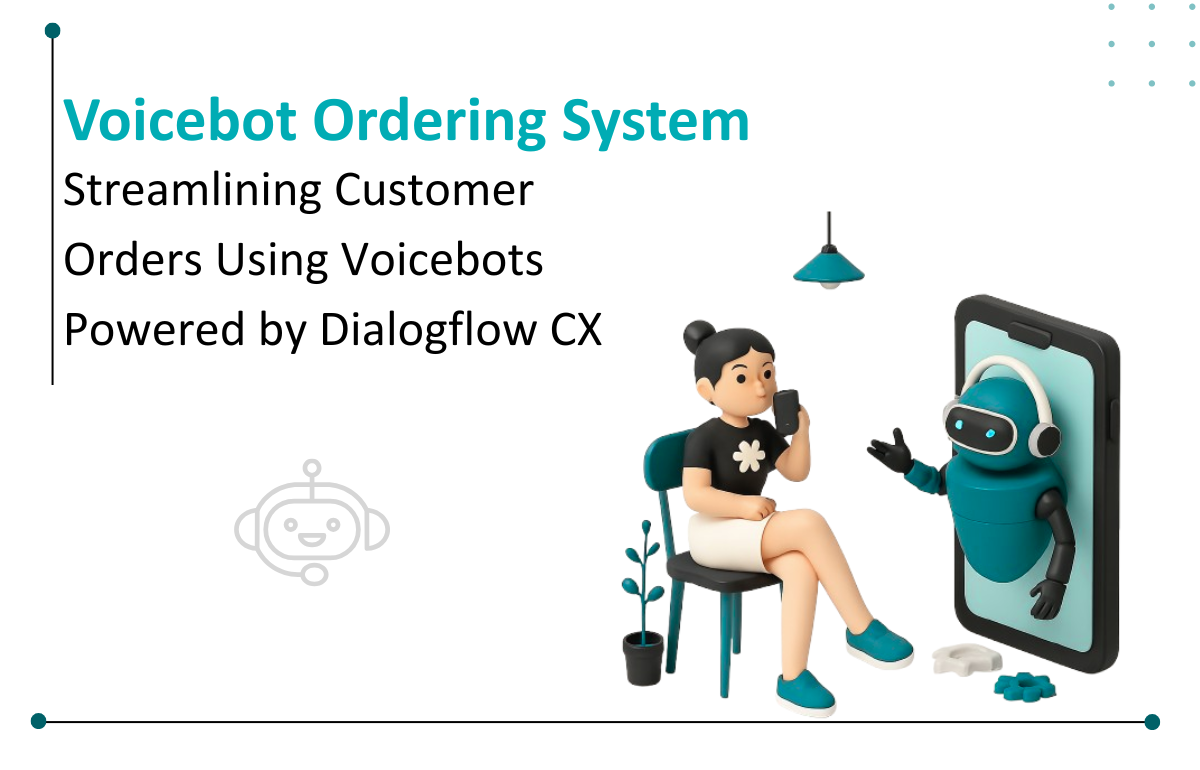 Voicebot based ordering system, Google Dialogflow, NLP, girl enjoying coffee, green voicebot assisting