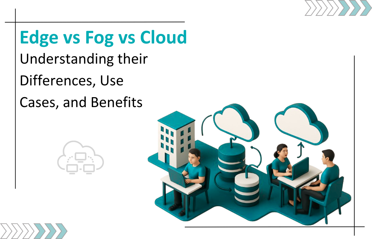 Edge, Fog, and Cloud Computing Comparison: Showing their differences for optimal data processing.