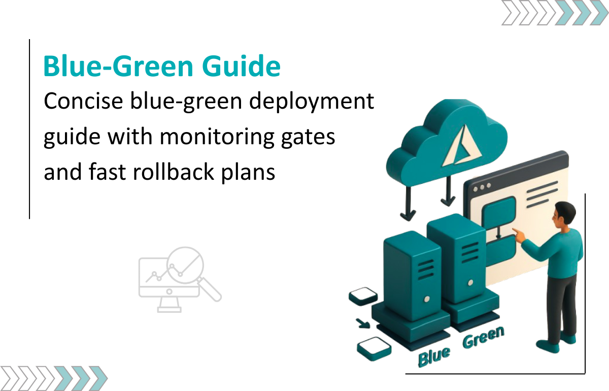 Blue-Green Deployment in Azure Cloud, depicting a transition from blue to green spheres, symbolizing smooth application updates.