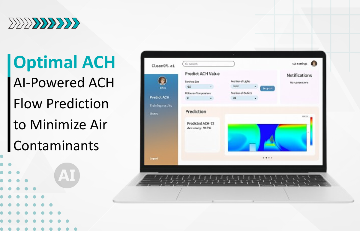 An AI platform that predicts the Optimal ACH flow in surgery room to reduce the concentration of particles (in ppm) like Covid, Zika Virus that are Airborne. 