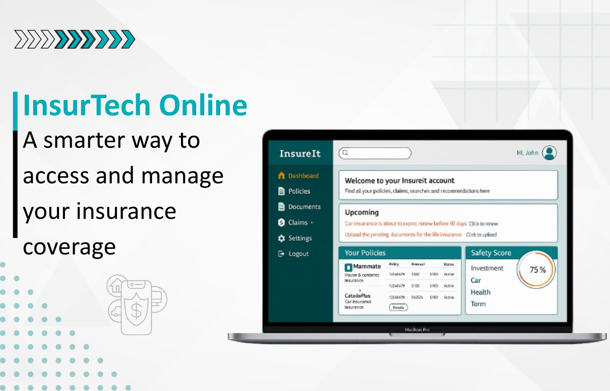 Illustration of smart online insurance purchasing platform, highlighting convenience and efficiency of buying policies digitally