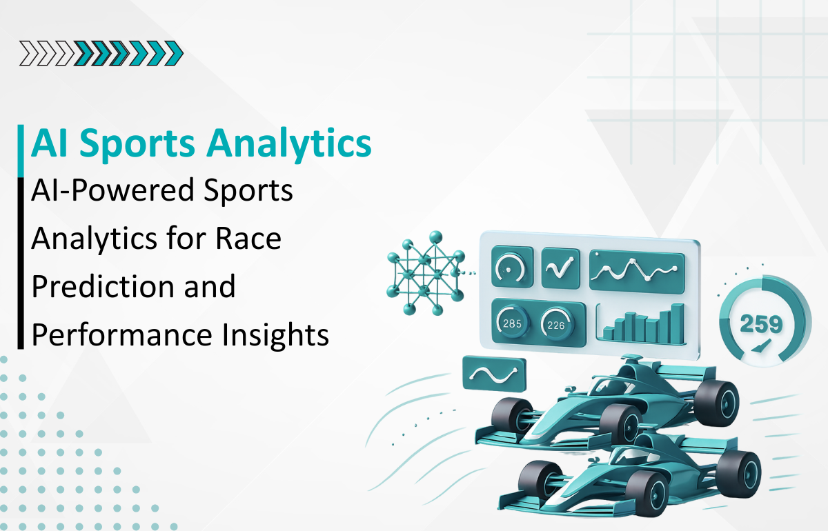 A futuristic race track with AI elements, symbolizing the use of AI for accurate prediction of race results